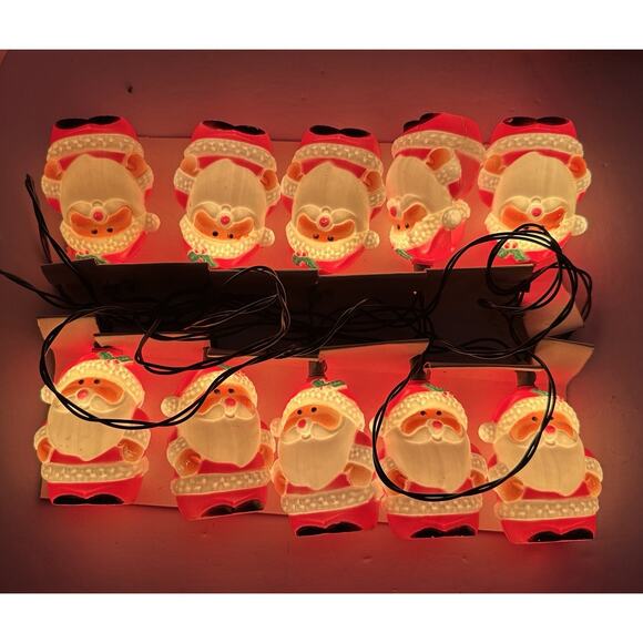 VTG Club Santa Full Body String Lights Covers Plastic Blow Mold Christmas WORK - Picture 4 of 7